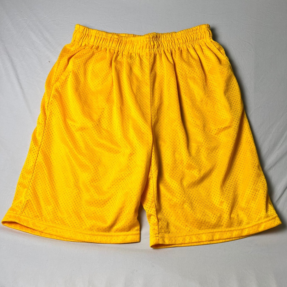 Hill Mens Mesh Athletic Shorts XL Yellow Basketball Gym Training Pockets